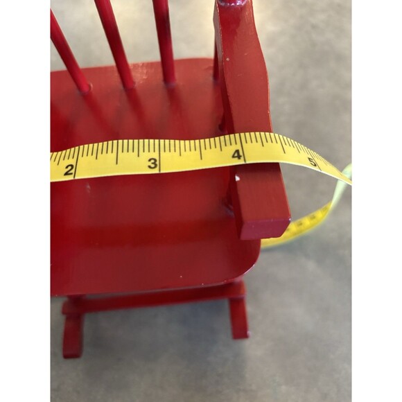 Vintage Wooden Miniature Doll Rocking Chair 9” Tall Spindle Bright Red - Picture 6 of 6